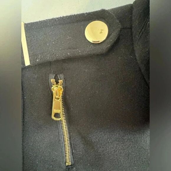 Black Rivet Pea Coat with belt | Size Medium | Black - Picture 10 of 14